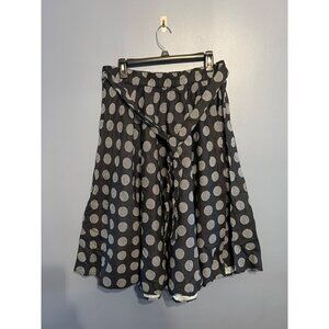 NWT Flint &‎ Moss Skirt Sz Med Flared A-Line With Tie Black & White Polka Dots